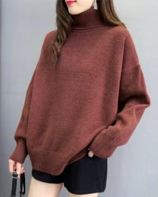 Damen Oversized Pullover mit hohem Kragen und Puffärmeln Eva Jonsson-Eva Jonsson