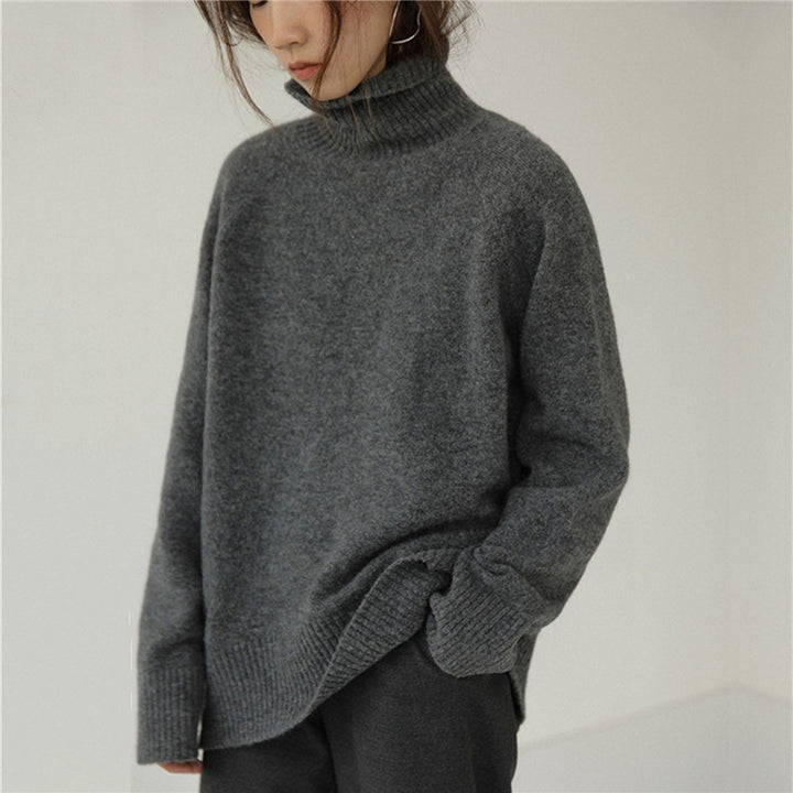Damen Oversized Pullover mit hohem Kragen und Puffärmeln Mirla-Eva Jonsson