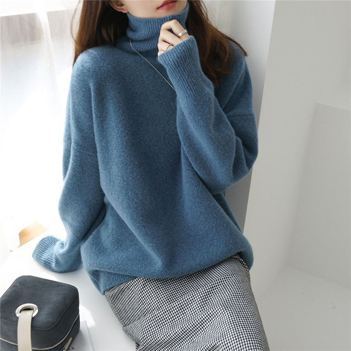 Damen Oversized Pullover mit hohem Kragen und Puffärmeln Mirla-Eva Jonsson