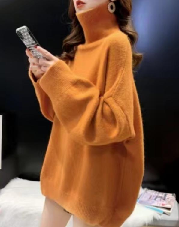 Damen Oversized Pullover mit hohem Kragen und Puffärmeln Mirla-Eva Jonsson