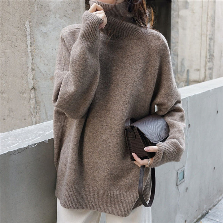 Damen Oversized Pullover mit hohem Kragen und Puffärmeln Mirla-Eva Jonsson