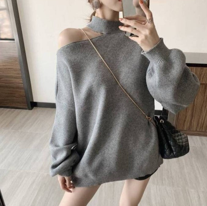 Damen Oversized Pullover mit schulterfreiem Design und hohen Kragen Mirla-Eva Jonsson