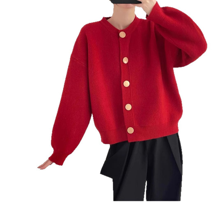 Damen Oversized Strickjacke mit großen Holzknöpfen und weitem Schnitt Eva Jonsson-Eva Jonsson