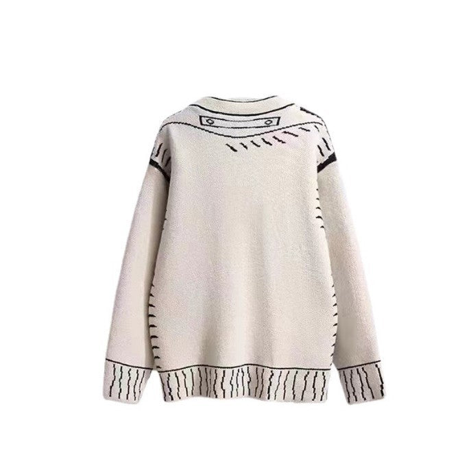 Damen Oversized Strickjacke mit kreativem Design und großen Knöpfen Mirla-Eva Jonsson