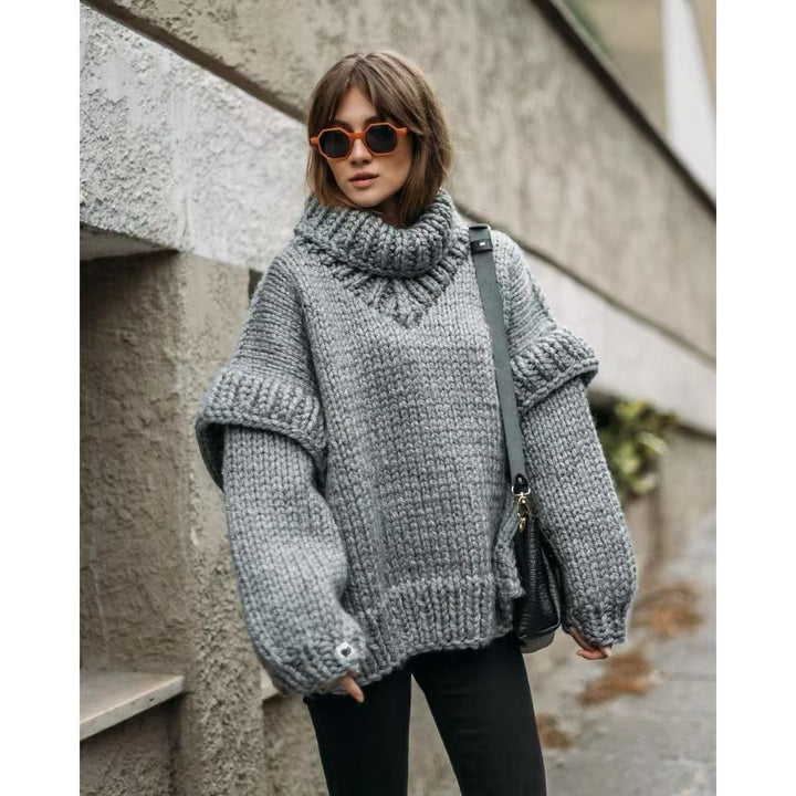 Damen Oversized Strickpullover mit hohem Kragen und voluminösen Ärmeln Mirla-Eva Jonsson