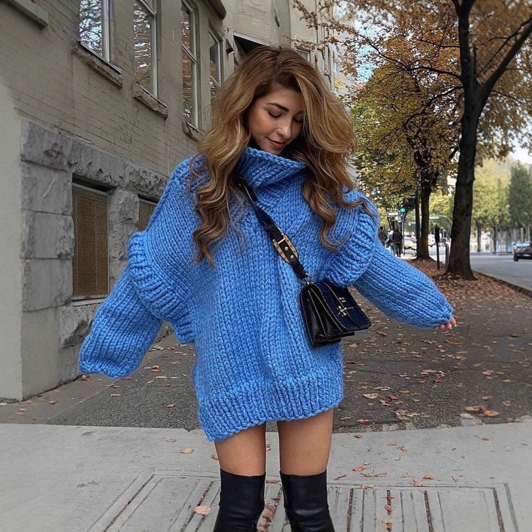Damen Oversized Strickpullover mit hohem Kragen und voluminösen Ärmeln Mirla-Eva Jonsson