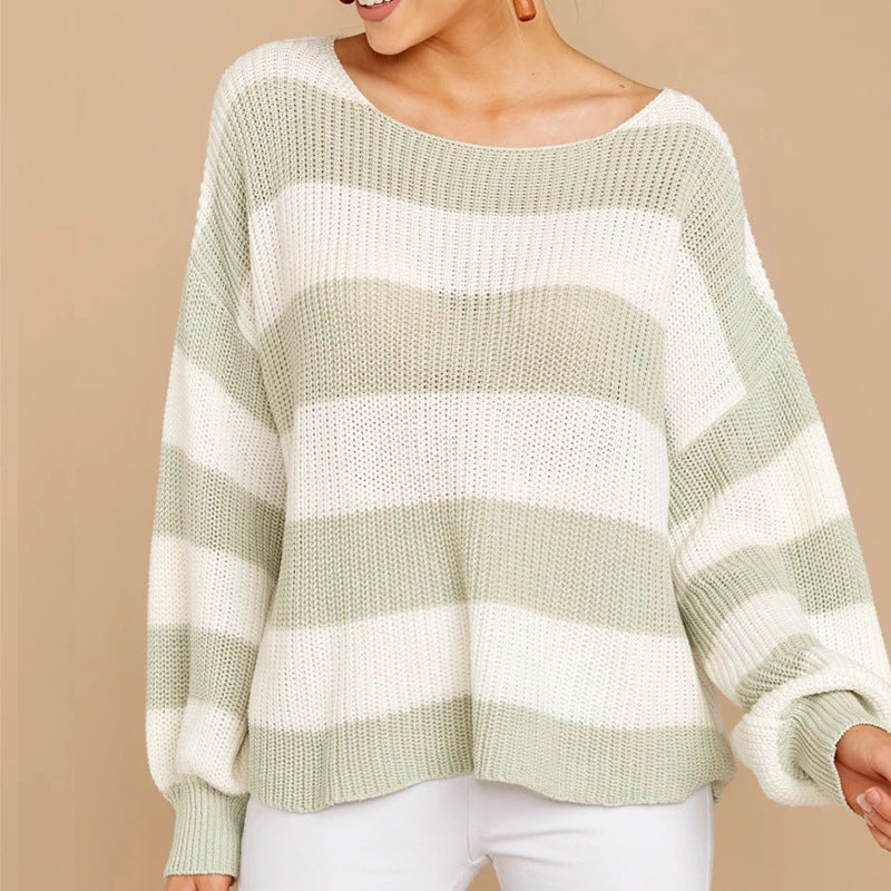 Damen Oversized Strickpullover mit modernem Streifenmuster und lockerer Passform Mirla-Eva Jonsson