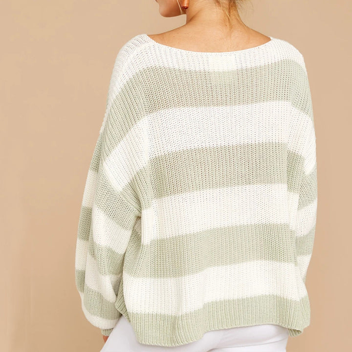 Damen Oversized Strickpullover mit modernem Streifenmuster und lockerer Passform Mirla-Eva Jonsson