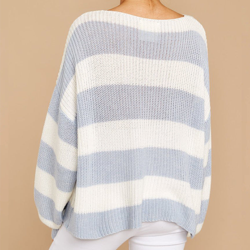 Damen Oversized Strickpullover mit modernem Streifenmuster und lockerer Passform Mirla-Eva Jonsson