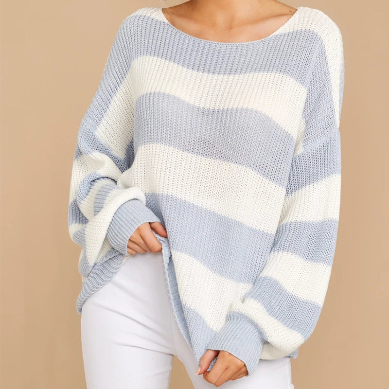Damen Oversized Strickpullover mit modernem Streifenmuster und lockerer Passform Mirla-Eva Jonsson