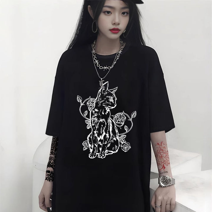 Damen Oversized T-Shirt med dekorativt sløyfemotiv Mirla-Eva Jonsson