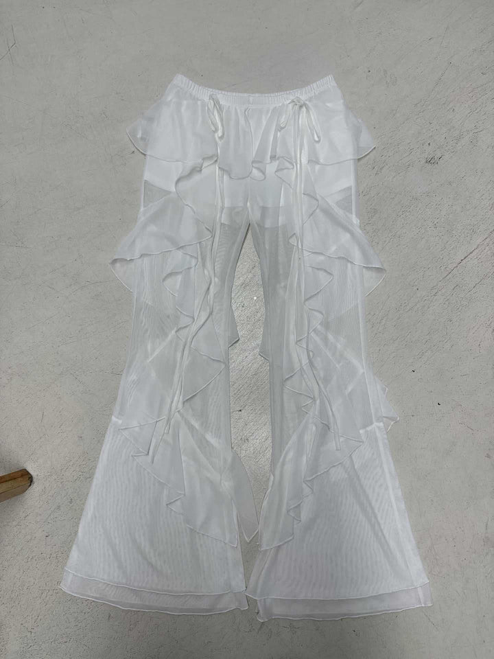 Damen Palazzo-bukser med voluminøse ruffle-detaljer og elastisk bund Mirla-Eva Jonsson