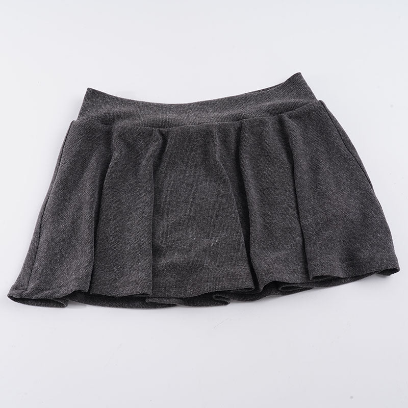 Damen Plisserad mini kjol i mjuk bomullsblandning med elastisk midja Mirla-Eva Jonsson
