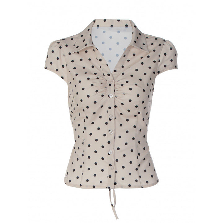 Damen Polka-Dot Bluse mit taillierter Passform und Rüschendetail Mirla-Eva Jonsson
