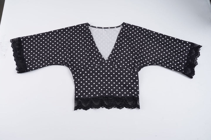 Damen Polka-Dot Blusenshirt mit Spitzenverzierung Mirla-Eva Jonsson