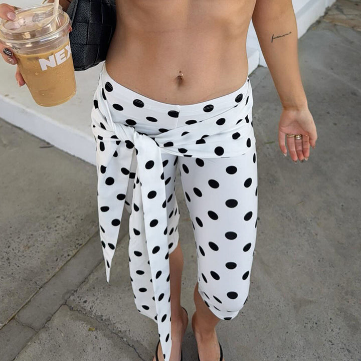 Damen Polka-Dot Culottes med elegant bindebælte Mirla-Eva Jonsson