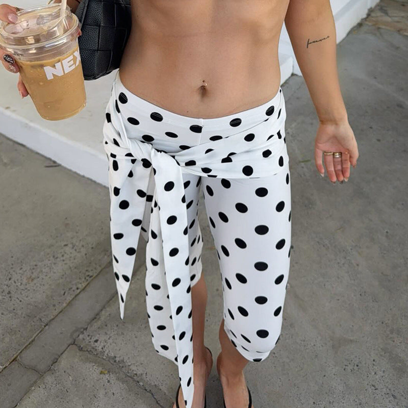 Damen Polka-Dot Culottes med elegant bindebælte Mirla-Eva Jonsson