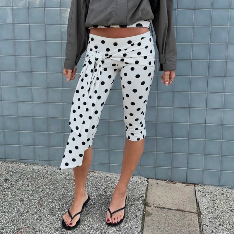 Damen Polka-Dot Culottes med elegant bindebælte Mirla-Eva Jonsson
