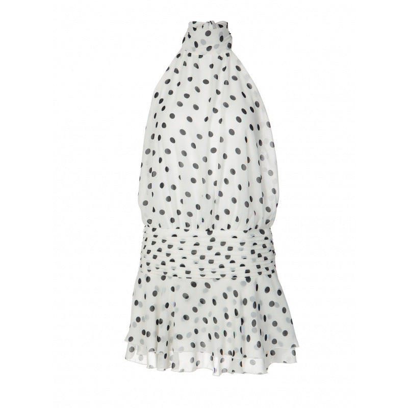 Damen Polka-Dot Miniklänning set med off-the-shoulder hals och voluminös kjol Mirla-Eva Jonsson