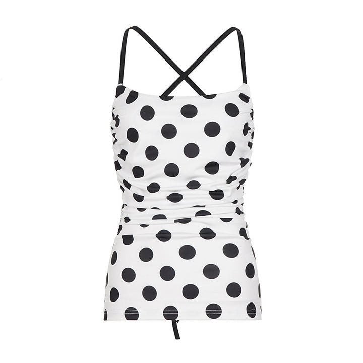 Damen Polka-Dot Top med raffinerat rynkelement Mirla-Eva Jonsson