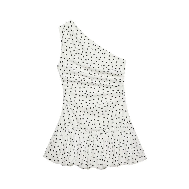 Damen Polka-Dots Minikleid mit asymmetrisk U-ringning Mirla-Eva Jonsson