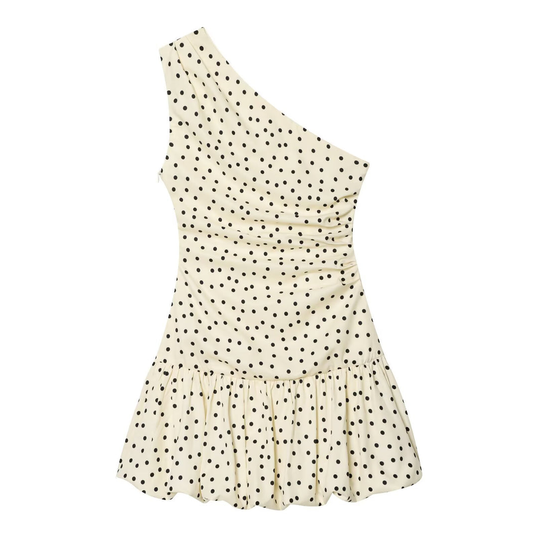Damen Polka-Dots Minikleid mit asymmetrisk U-ringning Mirla-Eva Jonsson