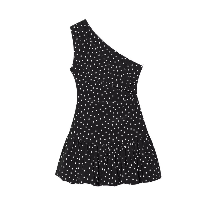 Damen Polka-Dots Minikleid mit asymmetrisk U-ringning Mirla-Eva Jonsson