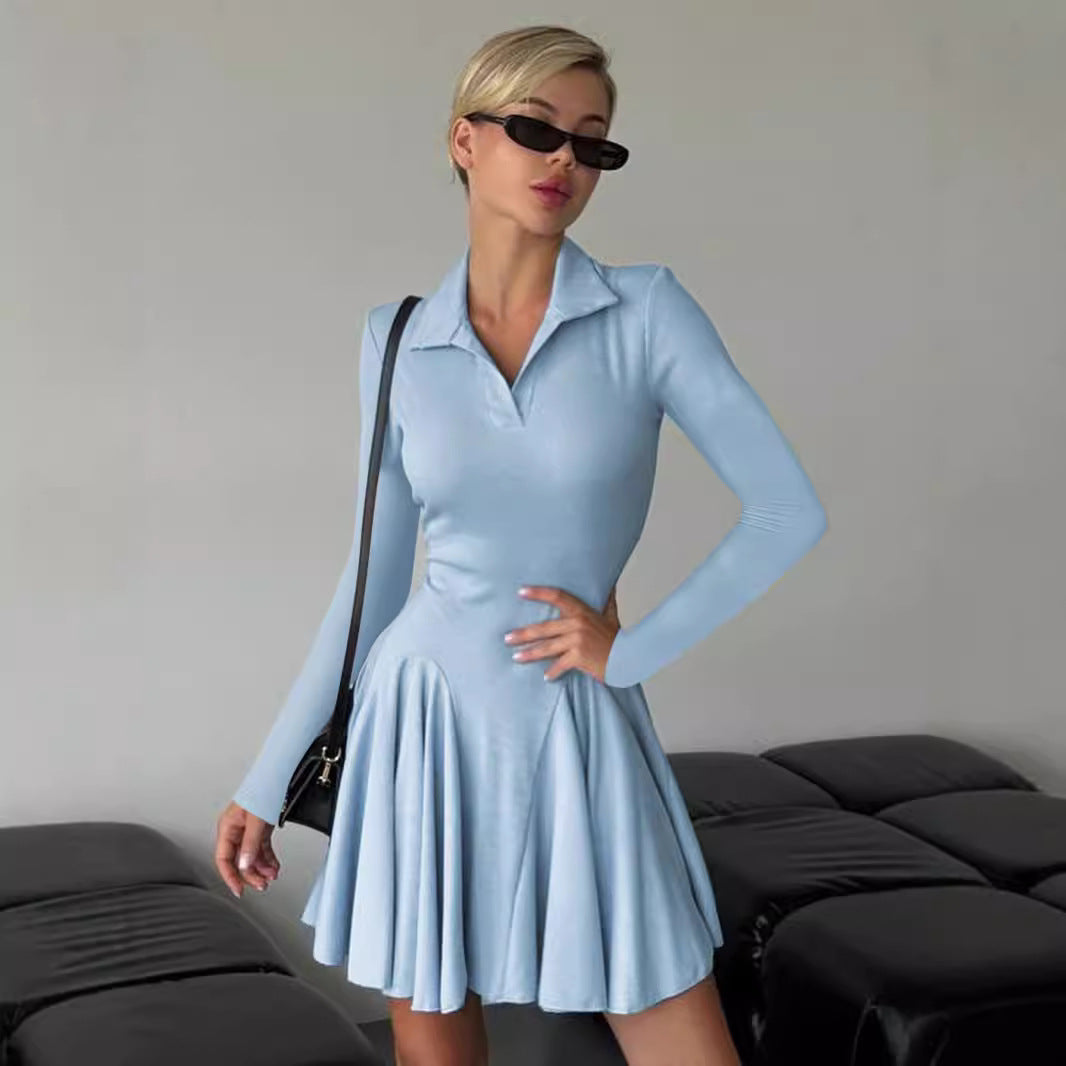 Damen Polo-dress with long sleeves and flared skirt Mirla-Eva Jonsson
