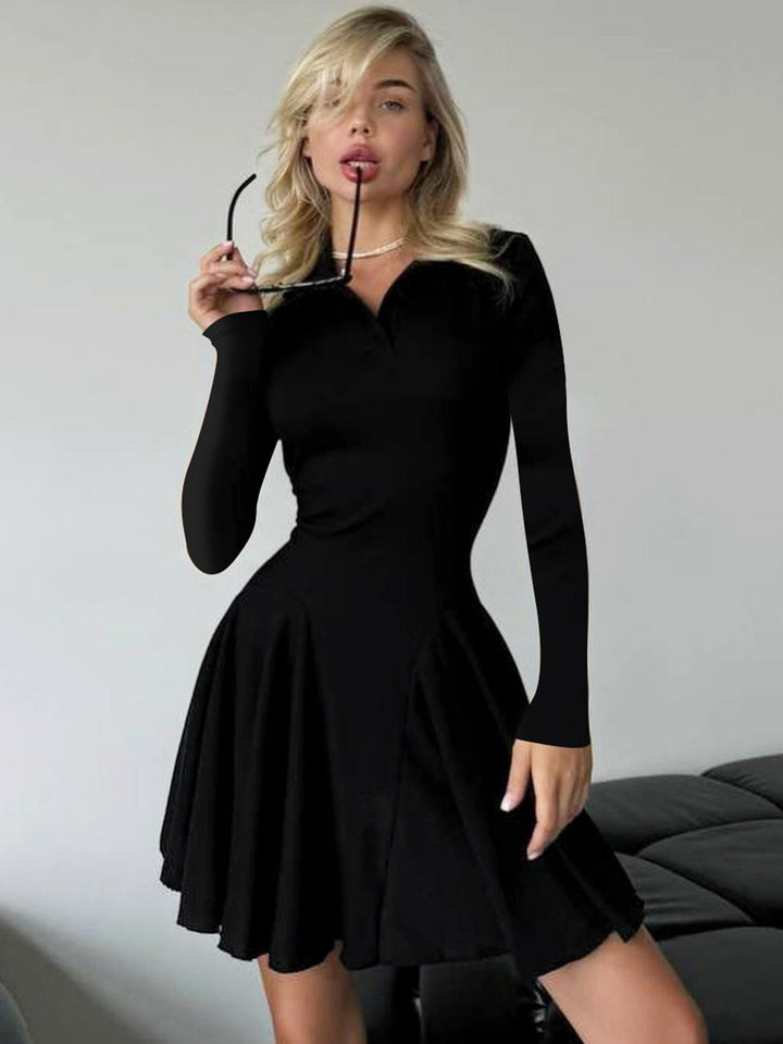 Damen Polo-dress with long sleeves and flared skirt Mirla-Eva Jonsson