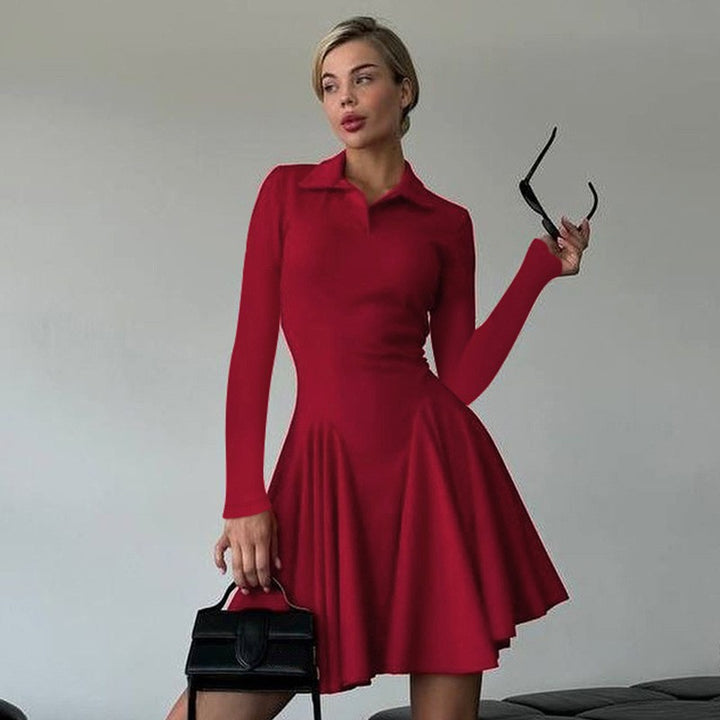 Damen Polo-dress with long sleeves and flared skirt Mirla-Eva Jonsson