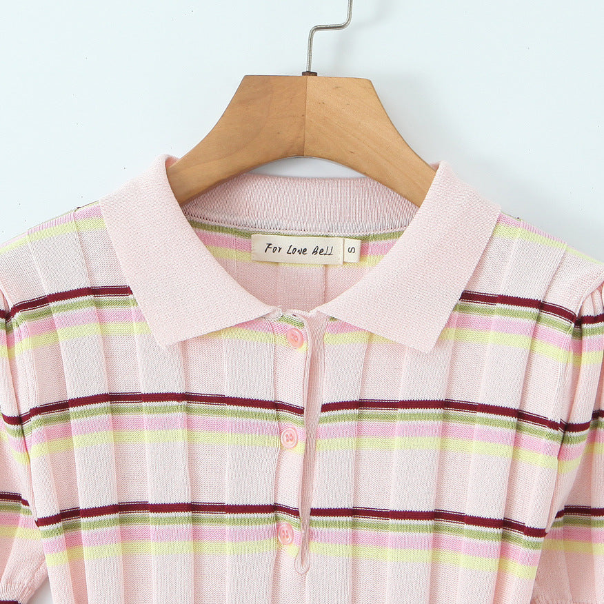 Damen Polo shirt with fine stripes and short sleeves Mirla-Eva Jonsson