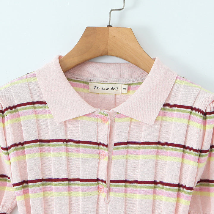 Damen Polo shirt with fine stripes and short sleeves Mirla-Eva Jonsson