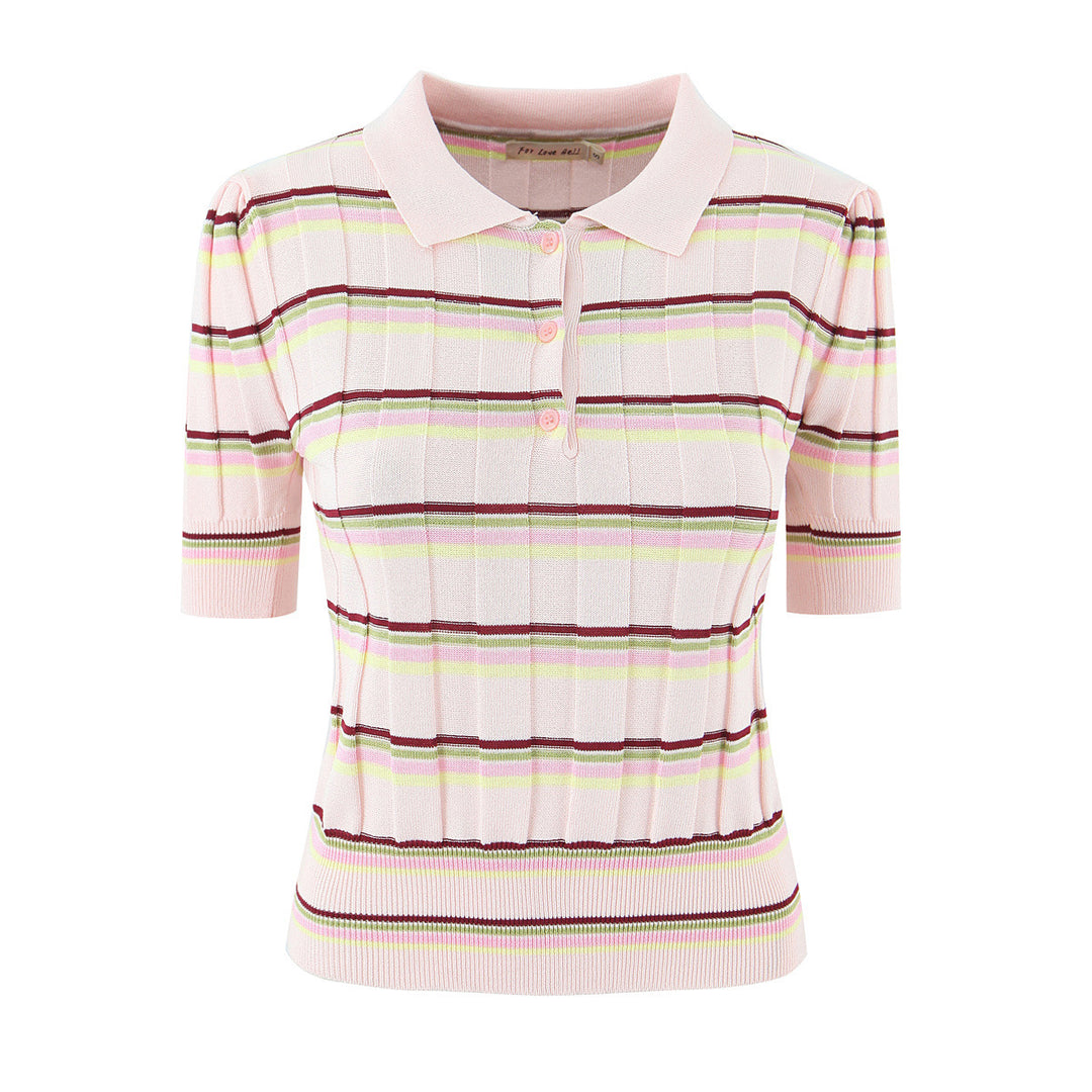 Damen Polo shirt with fine stripes and short sleeves Mirla-Eva Jonsson