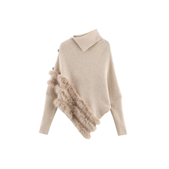 Damen Poncho med mjukt fallande snitt och eleganta pälsaccenter Mirla-Eva Jonsson