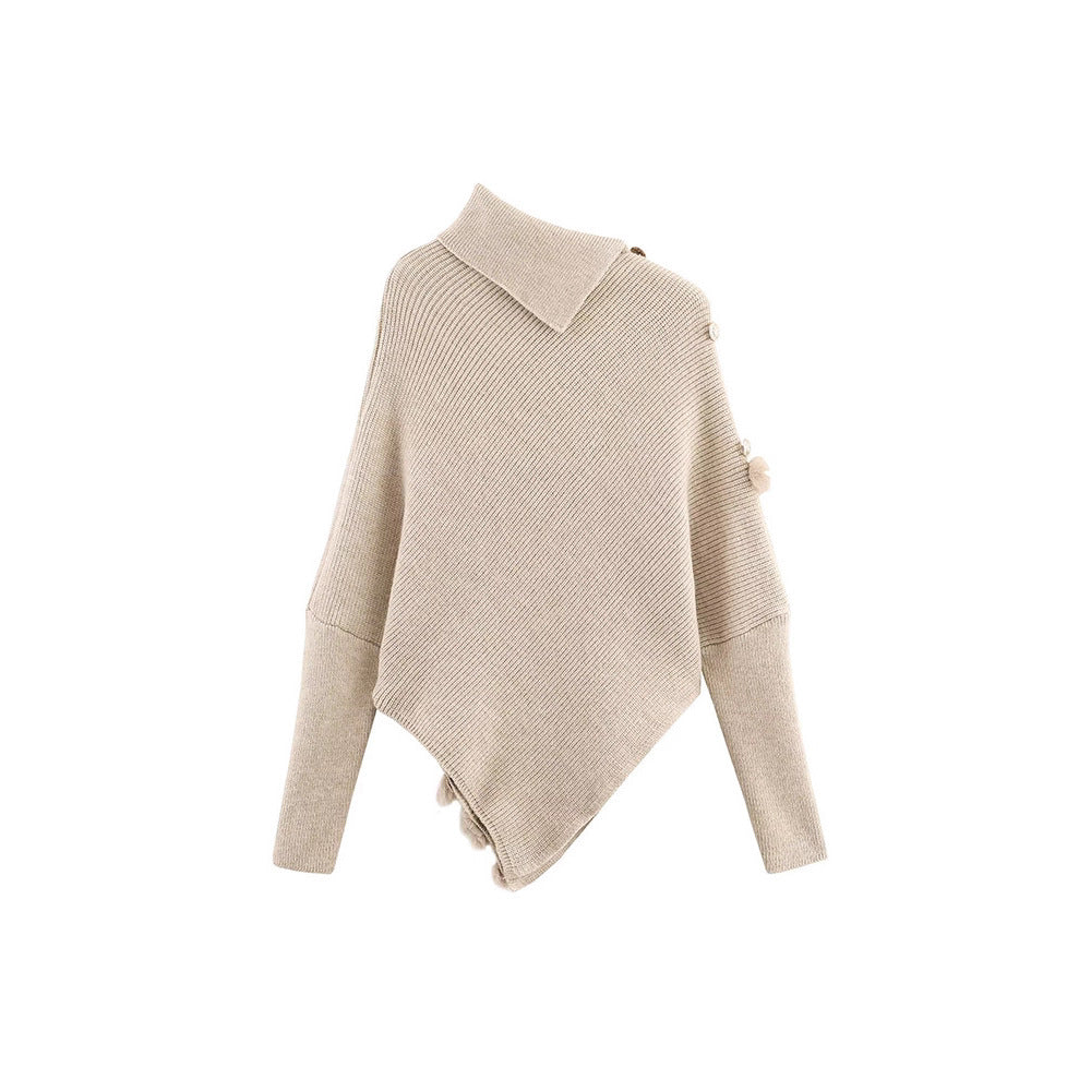 Damen Poncho med mjukt fallande snitt och eleganta pälsaccenter Mirla-Eva Jonsson