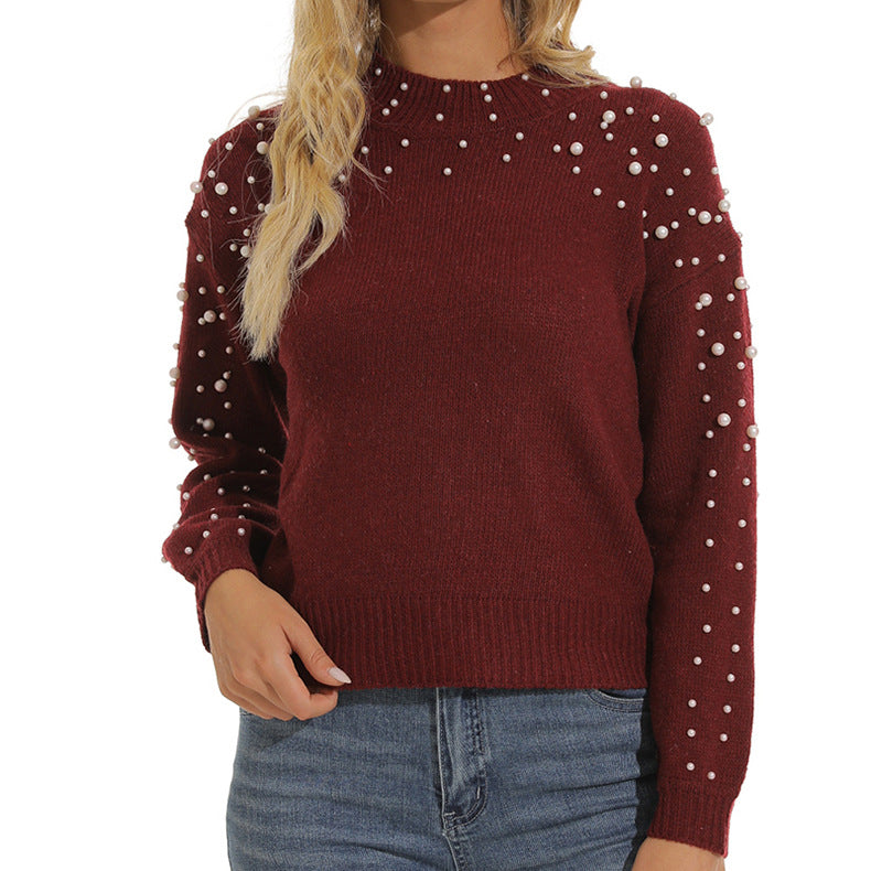 Damen Pullover mit dekorativen Perlendetails und leichter Struktur Eva Jonsson-Eva Jonsson