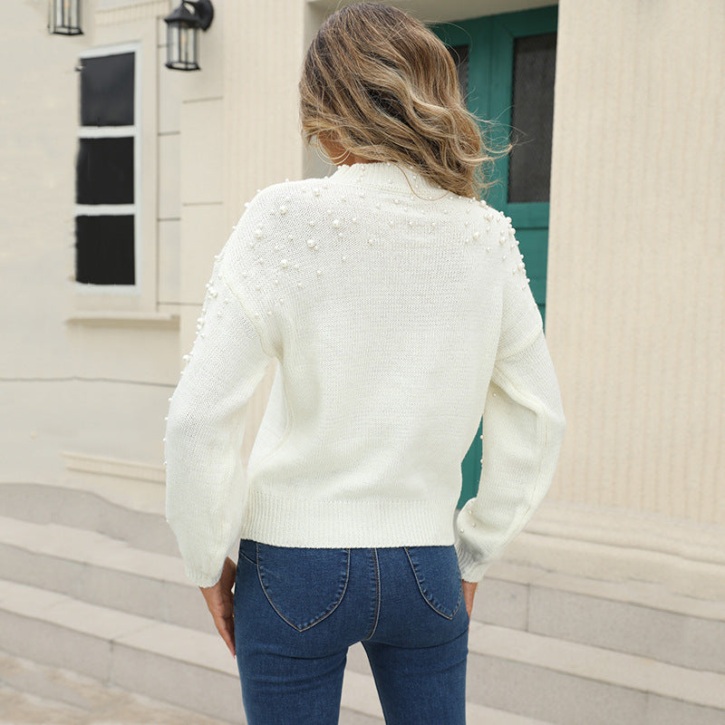 Damen Pullover mit dekorativen Perlendetails und leichter Struktur Mirla-Eva Jonsson