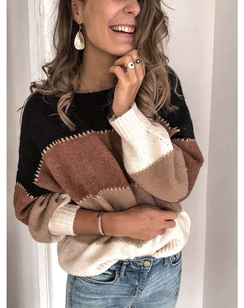 Damen Pullover mit modernem Streifenmuster und lässigem Schnitt Mirla-Eva Jonsson