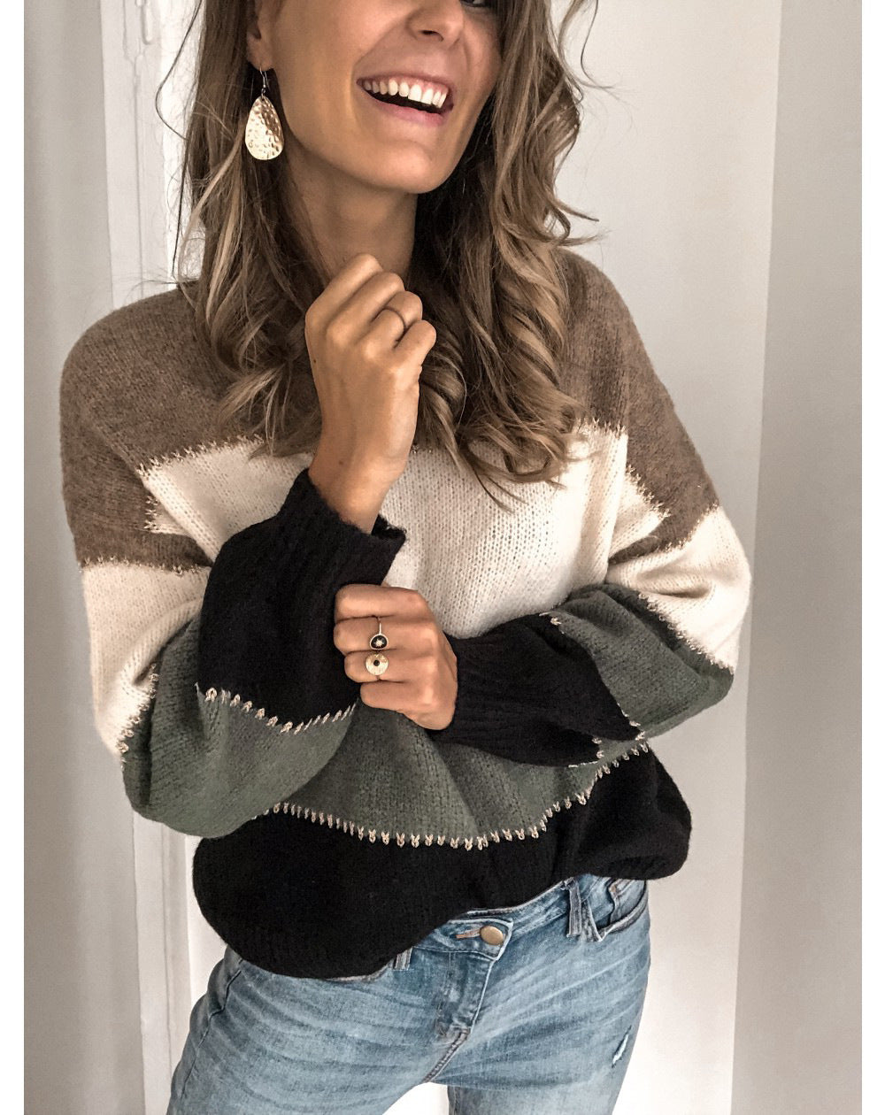 Damen Pullover mit modernem Streifenmuster und lässigem Schnitt Mirla-Eva Jonsson