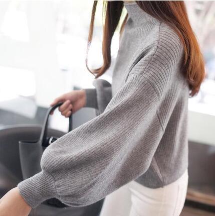 Damen Pullover mit voluminösen Ärmelabschlüssen und hohem Kragen Mirla-Eva Jonsson