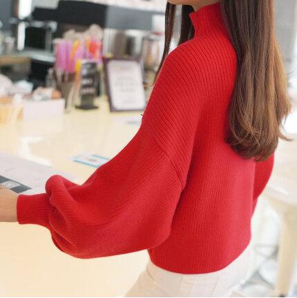 Damen Pullover mit voluminösen Ärmelabschlüssen und hohem Kragen Mirla-Eva Jonsson