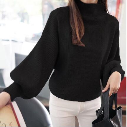 Damen Pullover mit voluminösen Ärmelabschlüssen und hohem Kragen Mirla-Eva Jonsson