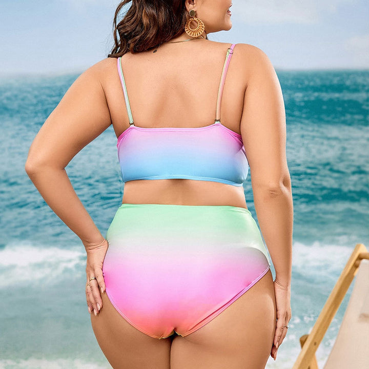 Damen Push-Up Bikini Set med modernt vågmönster och hög midja Mirla-Eva Jonsson