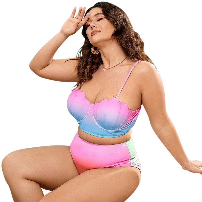 Damen Push-Up Bikini Set med modernt vågmönster och hög midja Mirla-Eva Jonsson