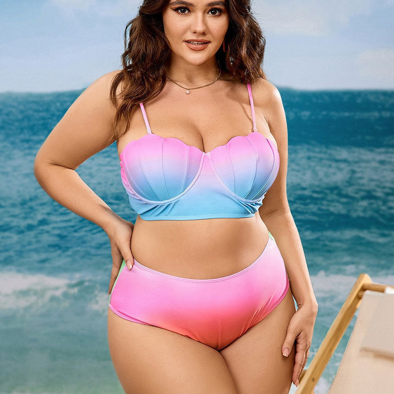 Damen Push-Up Bikini Set med modernt vågmönster och hög midja Mirla-Eva Jonsson