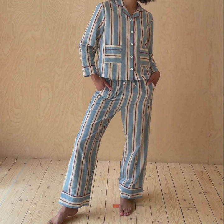 Damen Pyjama-set med modernt randigt mönster Eva Jonsson-Eva Jonsson