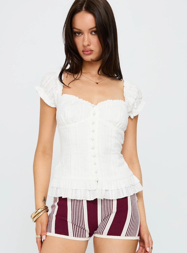 Damen Raffinerad Camisole med volangdetaljer och genomgående knäppning Mirla-Eva Jonsson