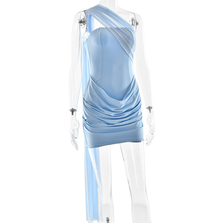 Damen Raffiniertes Minikleid mit asymmetrischem Ausschnitt und Rüschendetails Mirla-Eva Jonsson