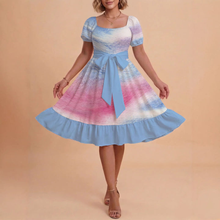 Damen Retro Maxiklänning med puffärmar och midjebälte Mirla-Eva Jonsson