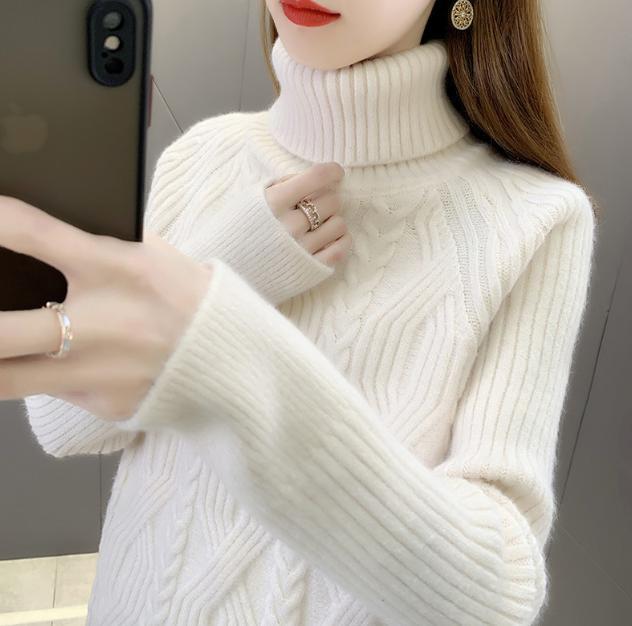 Damen Rollkragenpullover mit strukturiertem Zopfmuster und langen Ärmeln Mirla-Eva Jonsson